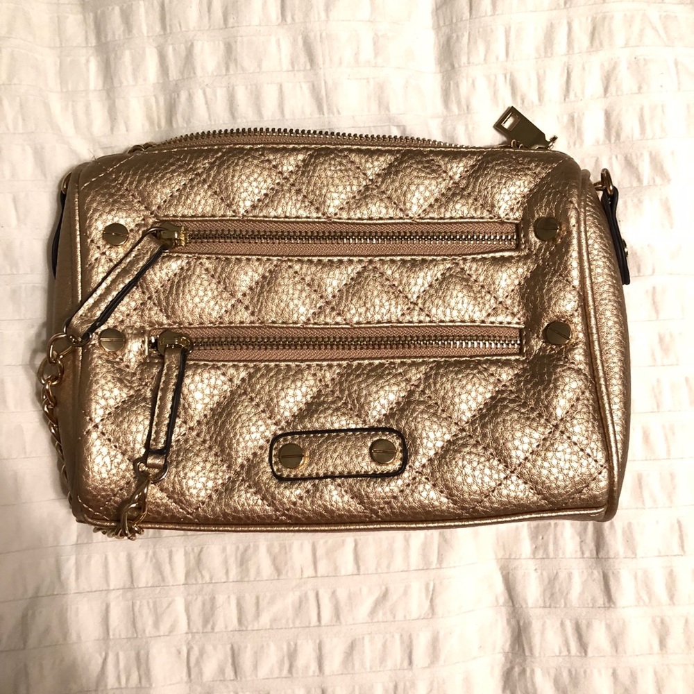 Gold mini zip clutch, minkoff look alike